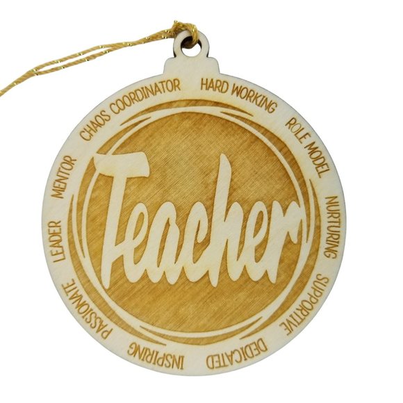 Teacher Christmas Ornament - Character Traits - Handmade Wood Ornament -  Gift - Picture 2 of 6